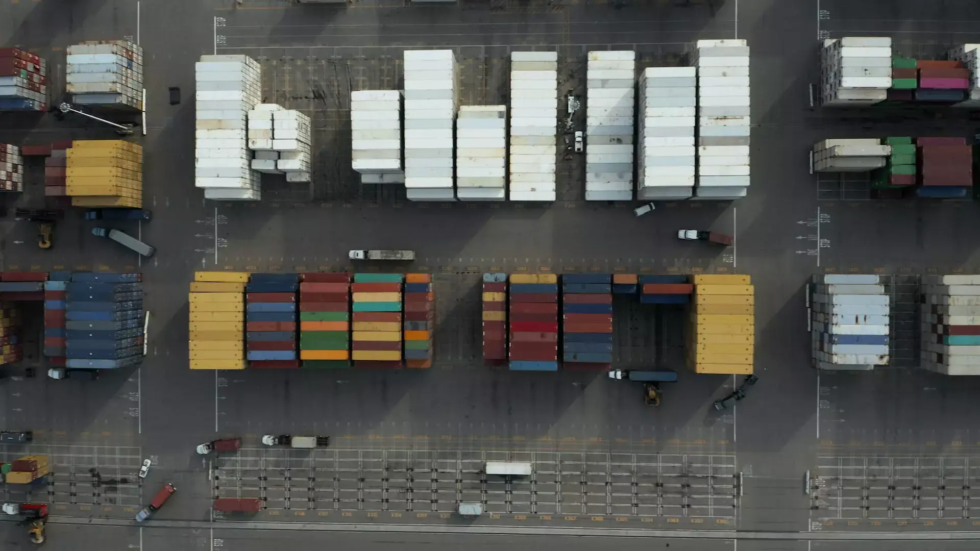 RG Internationals sky view of containers at dock slide